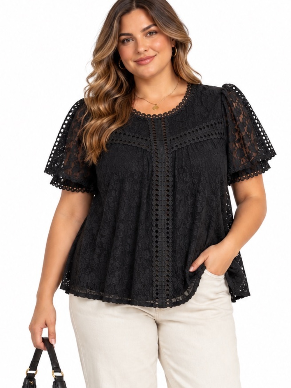 Torrid Black Lace Puff Sleeve Blouse 2X Plus Size Sheer Romantic Peplum